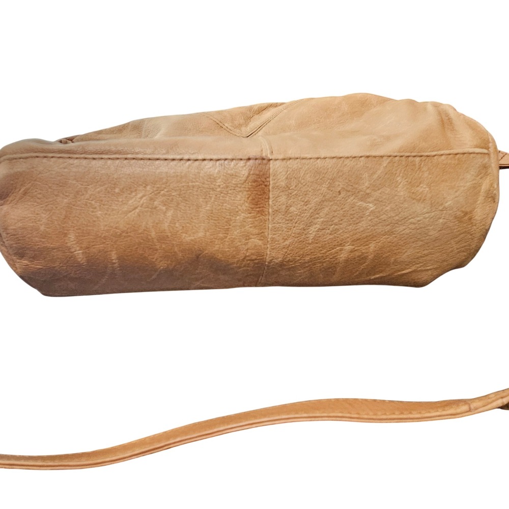 Great American Leather Works Tan Leather Crossbody Bag Tassel Boho Slouchy - Picture 11 of 11